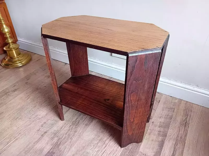 Original Art Deco 1920's Solid Oak Octagonal Coffee / Drinks / Side / Lamp Table photo furniture