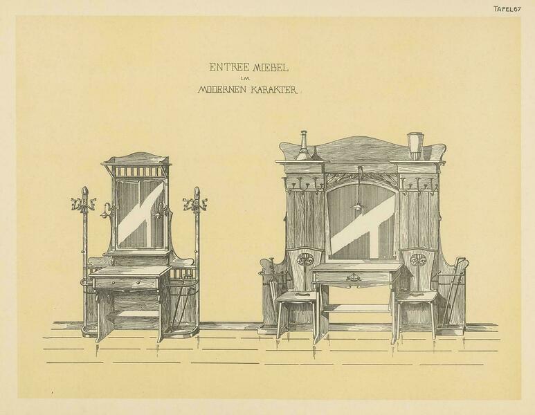 Antique Design Print Of Entryway Furniture By Kramer, Circa 1910 photo furniture