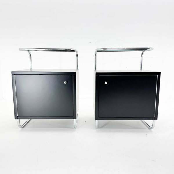 Pair Of Art Deco Tubular Bedside Tables, Czechoslovakia photo furniture