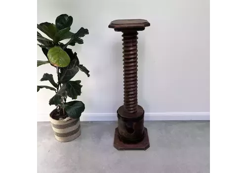 Vintage French Cider Wine Press Screw Plant Stand Plinth