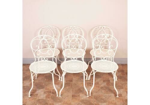 Set Of 6 Metal Garden Conservatory Bistro Chairs