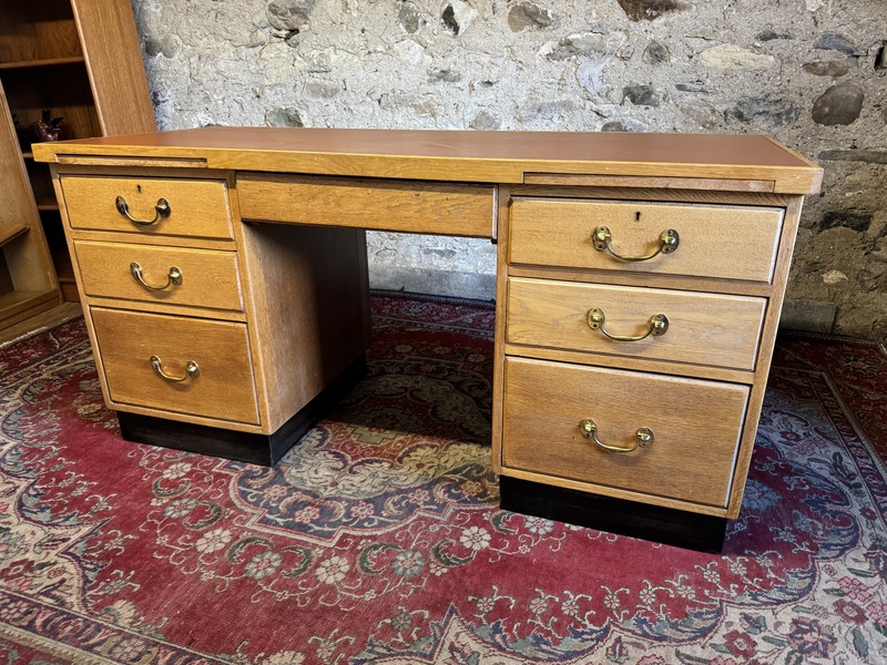 Mid Century Twin Pedestal Desk Office Desk | Vinterior