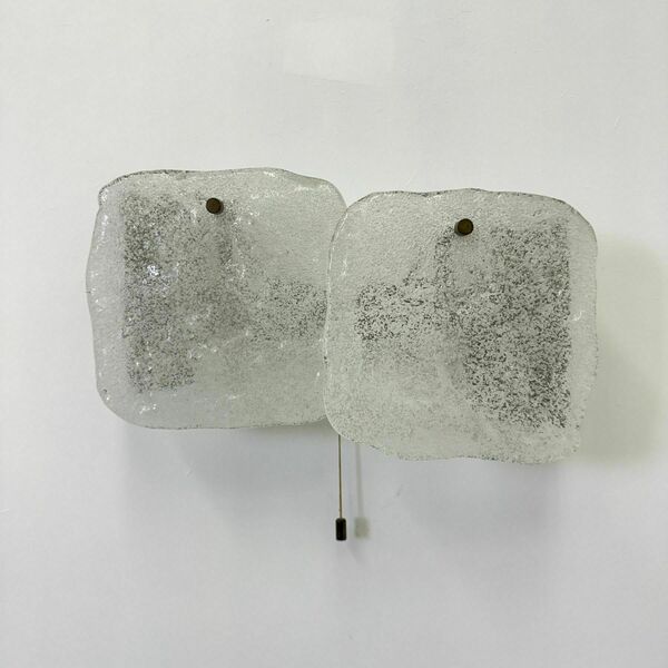 Modernist Frosted Ice Glass Wall Lamp Attributed To J. T. Kalmar For Kalmar, 1960s photo for sale