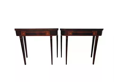 A Very Rare Pair Of Early 19th Century Regency Inlaid Card Tables