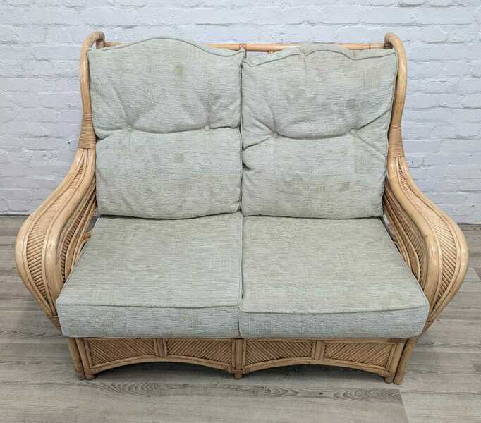 Cane And Wicker Conservatory Suite Beige Upholstery Vinterior