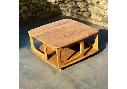 Mid Century Ercol Blonde Elm Pandora's Box Coffee Table Model 735