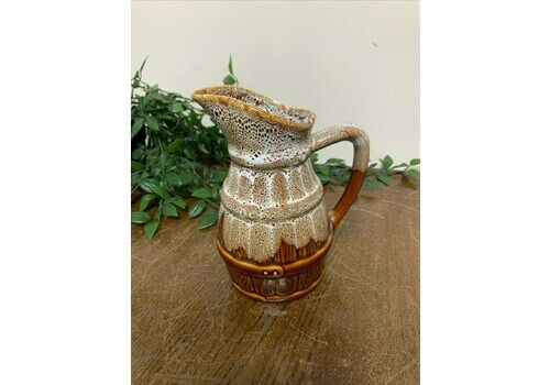 Vintage French Revol Lava Pottery Jug – Brown Drip Glaze, Rustic Ceramic Pitcher