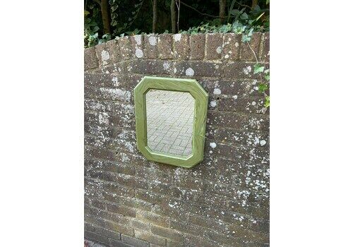 Retro 1970s Green Plastic Bathroom Smaller Mirror, Mock Marble Made In England