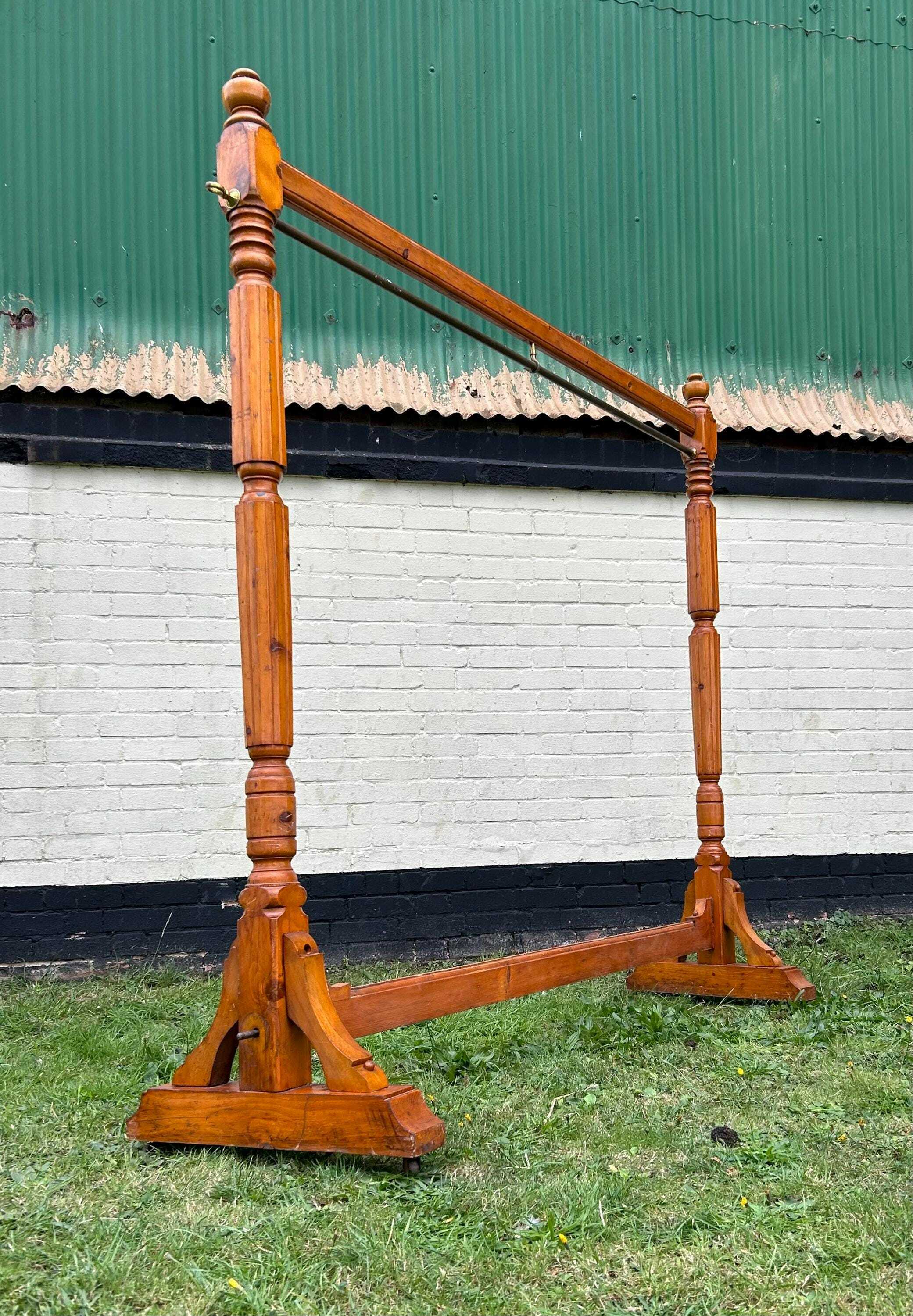Pine Antique Clothes Rail Rack Hook Storage Coat Vintage Retro
