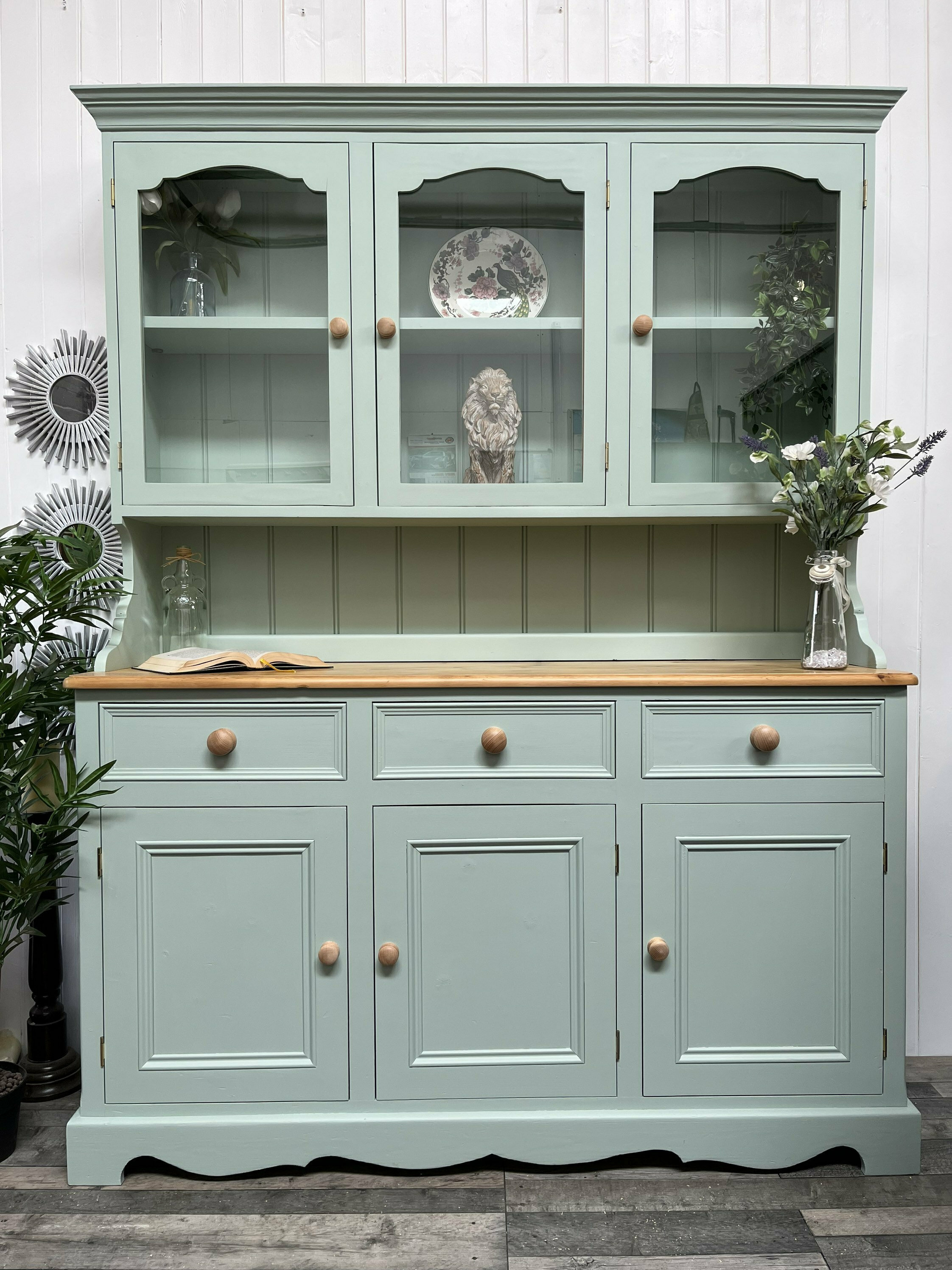 Custom Painted Upcycled Large Glazed/Glass Door Display Vintage