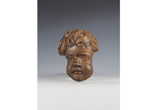 Antique Carved Oak Cherub Head Wall Hanging
