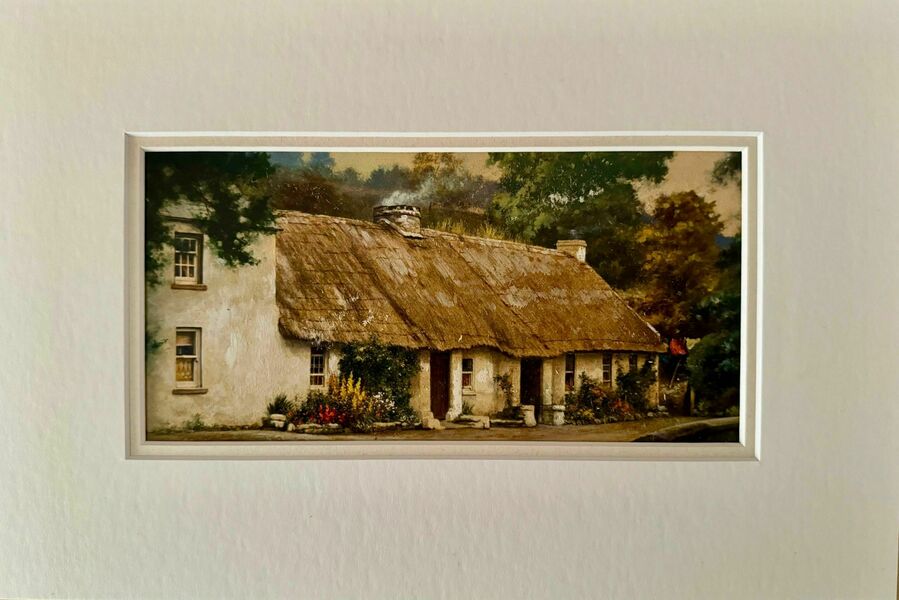 Thatched Cottage Scene. Players Mixed Medium, Original Artwork Created By Artists Who Worked For Mardon Son & Hall Ltd Bristol photo furniture