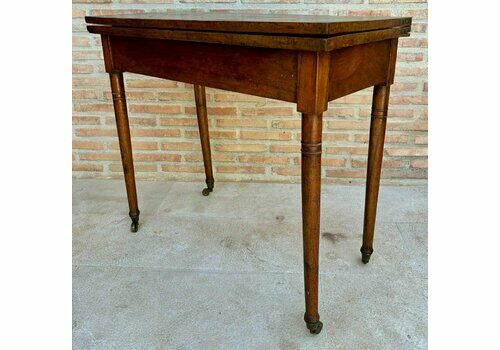 Early 20th Century French Walnut Game Table With Wheels, 1920s