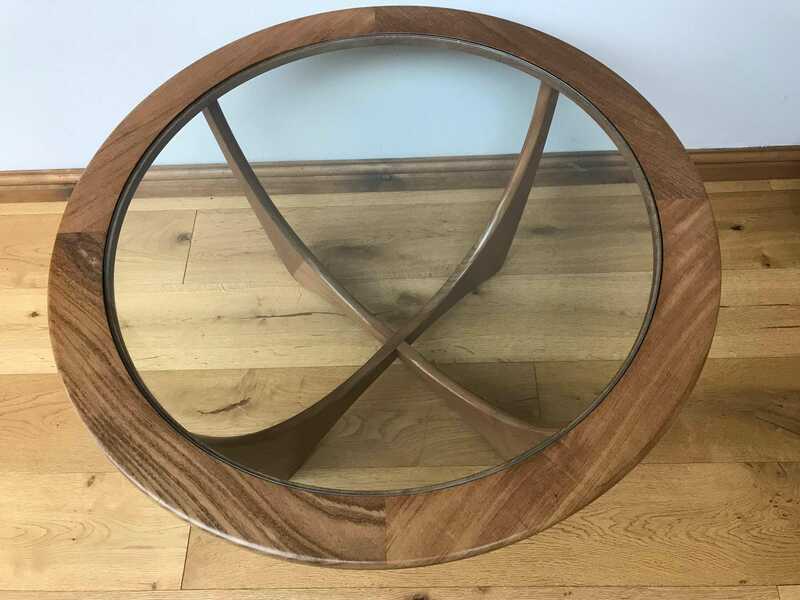 Vintage G Plan Astro Circular Glass Top Coffee Table Designed By Victor