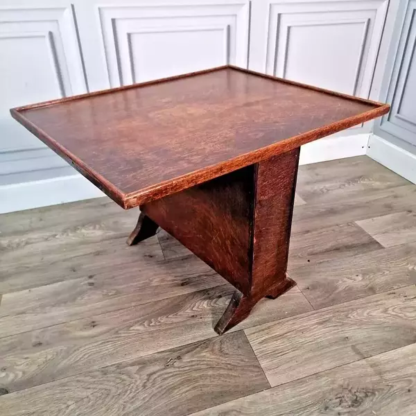 Retro Vintage Art Deco Tilt Top Oak Wood Occasional Wine Side Lamp