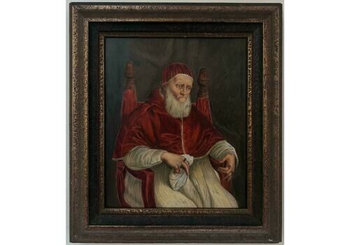Antique English Artist19th Century Portrait Of A Cardinal Seated In Interior Finely Painted Watercolor
