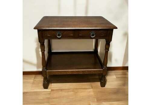 Vintage Jacobean Style Dark Side Table / Made In England C1960