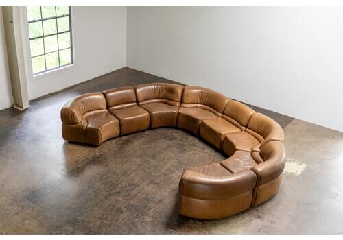 Large 8 Piece Sofa "Cosmos" Ds 28 By Ulbald Klug & De Sede, Brown Leather, 1970s