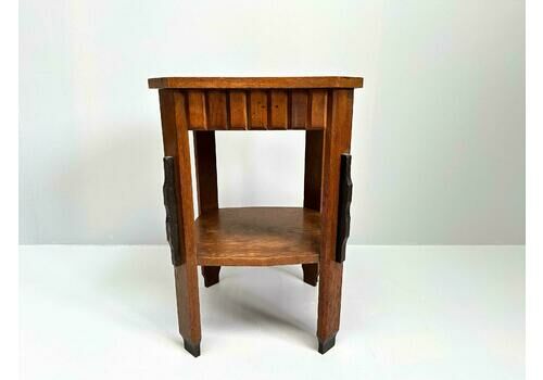 Vintage Amsterdam School Art Deco Side Table, 1930s Two Tier Design