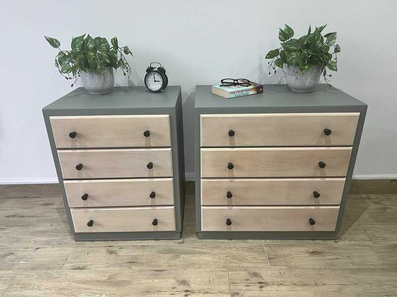 Pair Of Mid Century Bedside Cabinets, Pair Of Mid Century Chest Of ...
