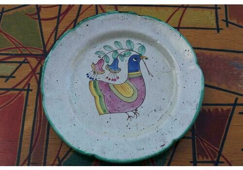 Delicious Round Plate By Avallone Vietri With Central Decoration 1950s Uccello