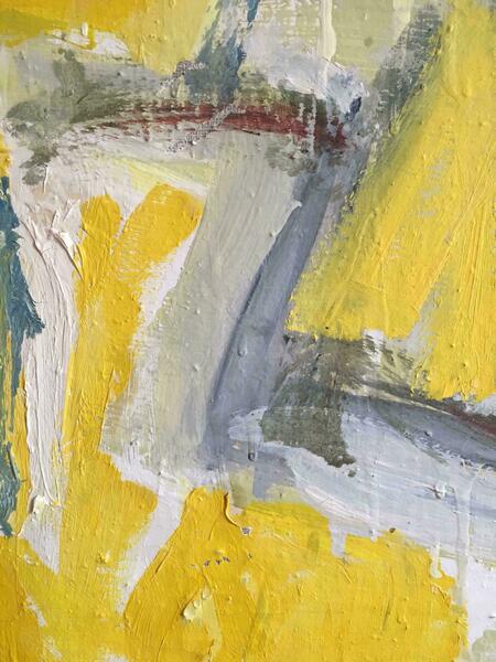 Unknownyellow And Grey Abstract Huge Oil Painting On Canvas Cubist Expressionist Work1992 photo for sale