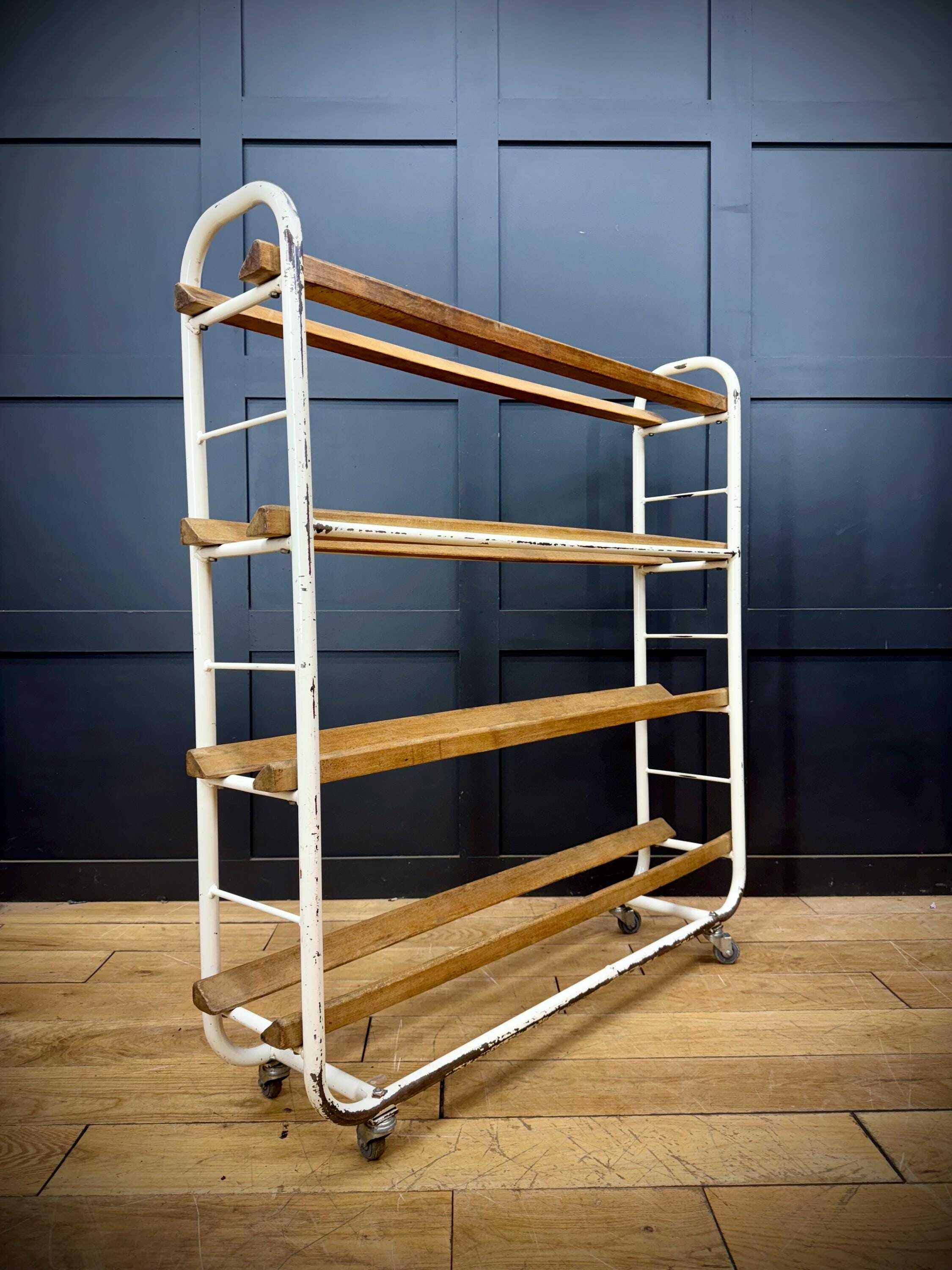 Vintage Industrial French Bakers Trolley Boulangerie Shoe Rack
