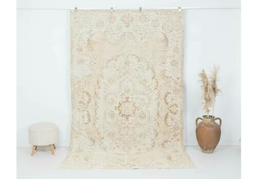 6x10 Vintage Rug, Beige Turkish Rug, Handmade Rug, Oushak Rug, Antique Rug, Low Pile Rug, Faded Rug, Living Room Rug,Unique Area Rug, A4360