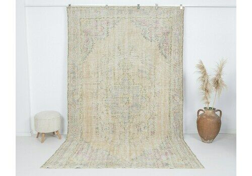 6.5x10.5 Feet Turkish Rug, Oushak Rug, Antique Rug, Oushak Rug, Anatolian Rug, Low Pile Rug, Naturel Rug, Living Room Rug, Faded Rug, A4080