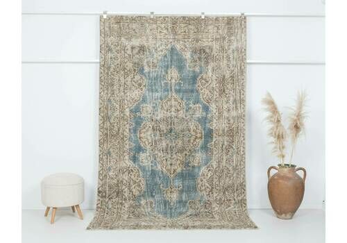 Blue Turkish Rug , 5x8 Vintage Rug, Low Pile Rug, Designer Rug, Anatolian Rug, Area Rug, Living Room Rug, Antique Rug, Oushak Rug, A4135