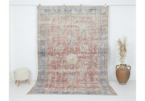 7x10 Vintage Rug, Turkish Rug, Floral Rug, Oushak Rug, Anatolian Rug, Oversized Rug,Rustic Rug, Living Room Rug, Antique Handmade Rug