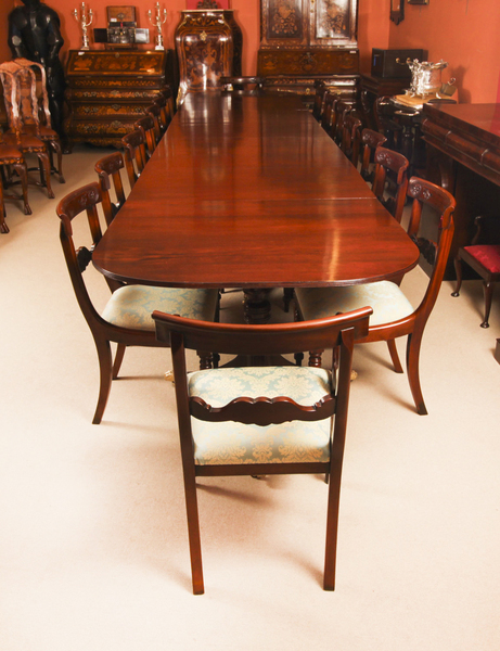 Vintage 17ft Four Pillar Mahogany Dining Table Set 20th C photo furniture