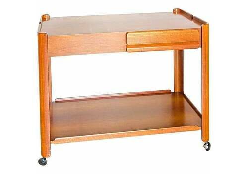 Vintage Walnut Side Table With Two Drawers, Italy 1970