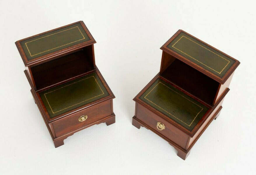 Pair Georgian End Tables Mahogany Side Revival photo for sale