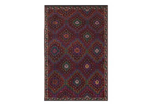 Vintage Diamond Pattern Jajim Kilim With Muted Colors 6