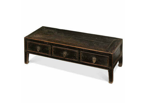 Three Drawer Black Kang Table, 1900s