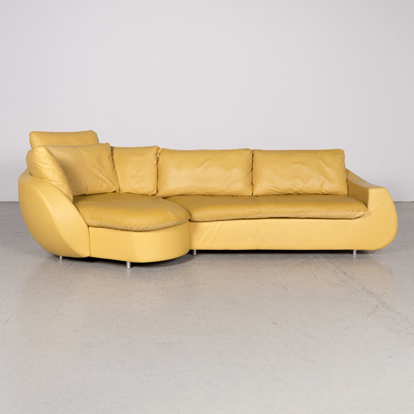 Rolf Benz Designer Leather Corner Sofa Yellow Genuine Leather Sofa Couch 7254 Rolf Benz