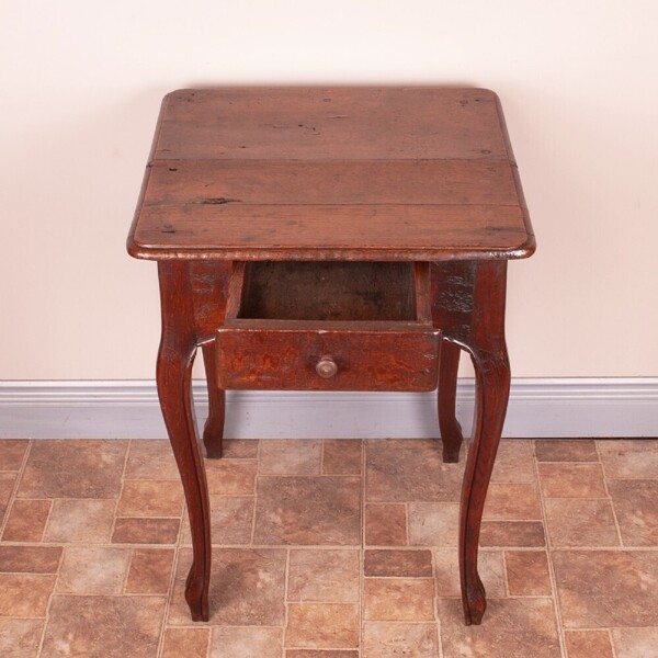 Rustic French Square Occasional Table With Drawer photo for sale