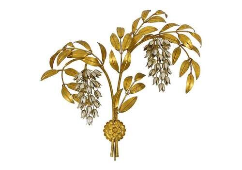 Hans Kögl Large Hollywood Regency Gilt Metal Wall Light Sconce, Maison Jansen