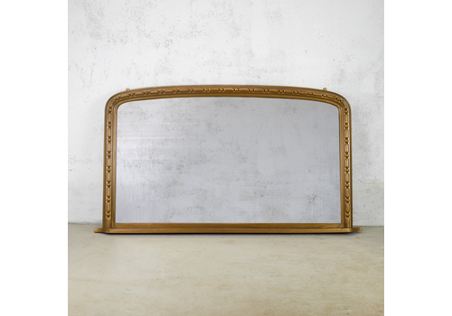 Large Antique Victorian Arch Gilt Gold Overmantle Wall Mirror #102776