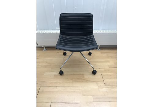 Blk Leather Arper Catifa 53 Chair Retro Vintage Office Dining Classic Design