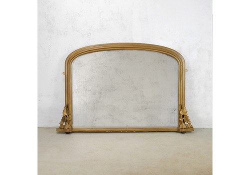 Large Antique Victorian Arch Gilt Gold Overmantle Wall Mirror #102776