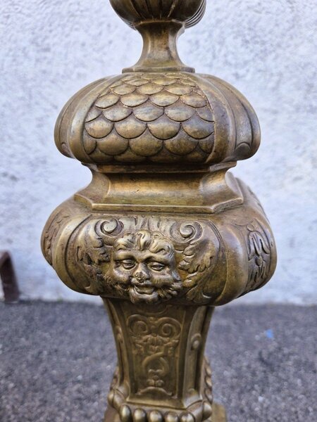 Pair Of Louis XIV Style Bronze And Iron Andirons, 19th Century photo furniture