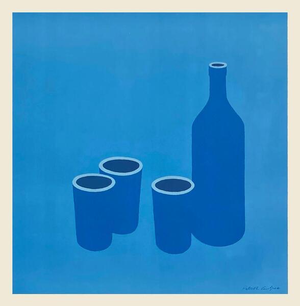 1966 After Patrick Caulfield Bottle And Cups Still Life Screen Print Poster photo furniture