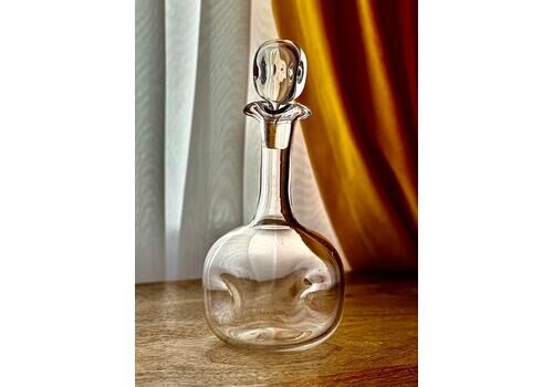 Early 20th Century Art Nouveau Miniature Glass Decanter Elegant Handblown Design, Vintage Decorative Bottle, 16.5cm Collectible