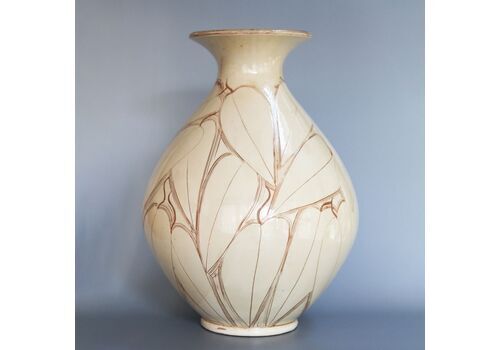 Large Scraffito ‘Leaf’ Vase By Herman Kahler, Denmark