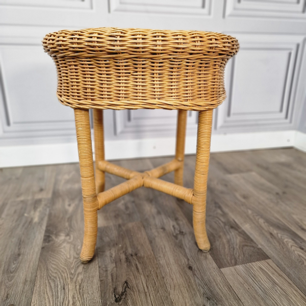 Vintage Round Cane Rattan Wicker Side Occasional Table Boho Tiki Conservatory? photo Furniture