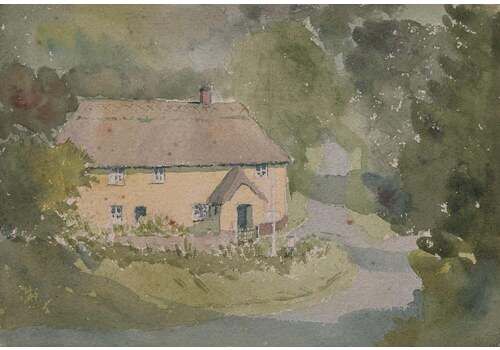 Cottage View, Watercolour By George Bissill