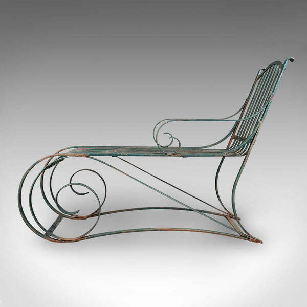 Antique Garden Lounger Set English Outdoor Rocker Steamer Chair Edwardian photo Furniture