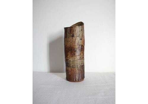 Tall Brutalist Studio Pottery Column Vase
